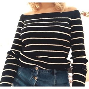 Off-the-shoulder striped top
